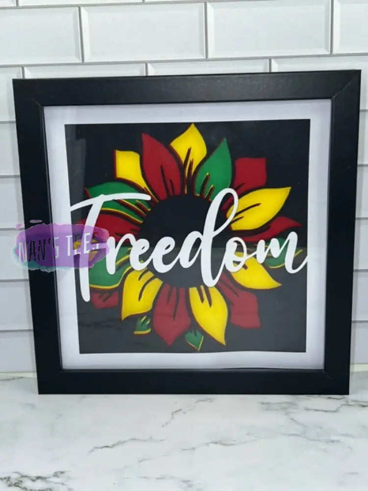 Freedom Juneteenth Framed 3D Layered Paper Cut Shadow Box Wall Art Black Frame