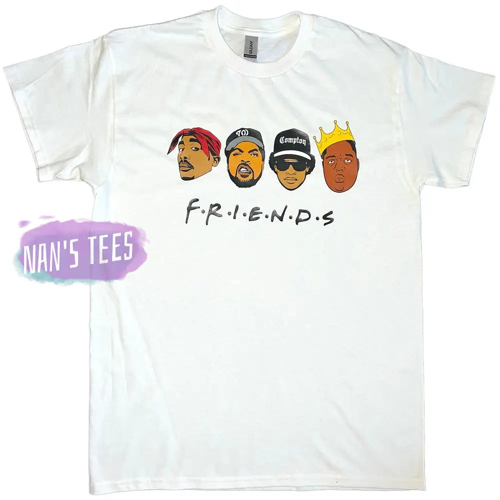 Friends 90S Rap Animated Graphic T-Shirt White / Small