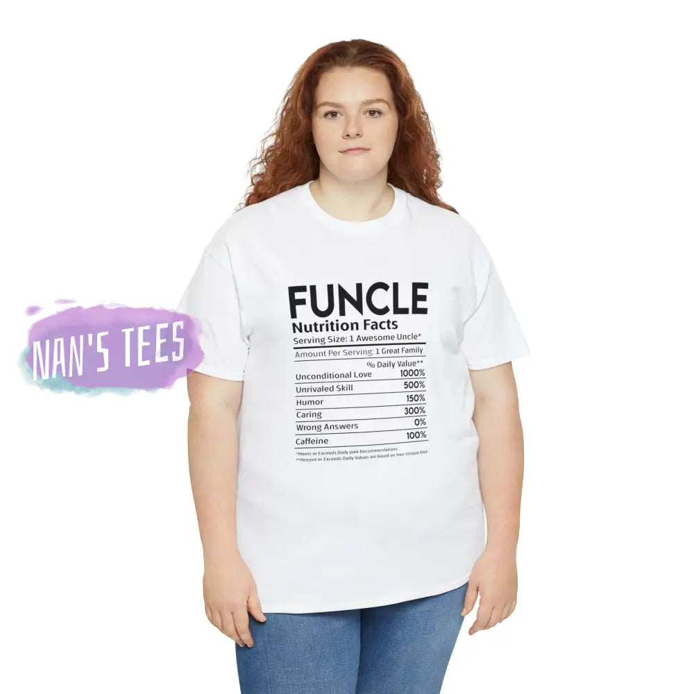 Funcle Nutrition Facts Short Sleeve Unisex Heavy Cotton Graphic Tee T-Shirt