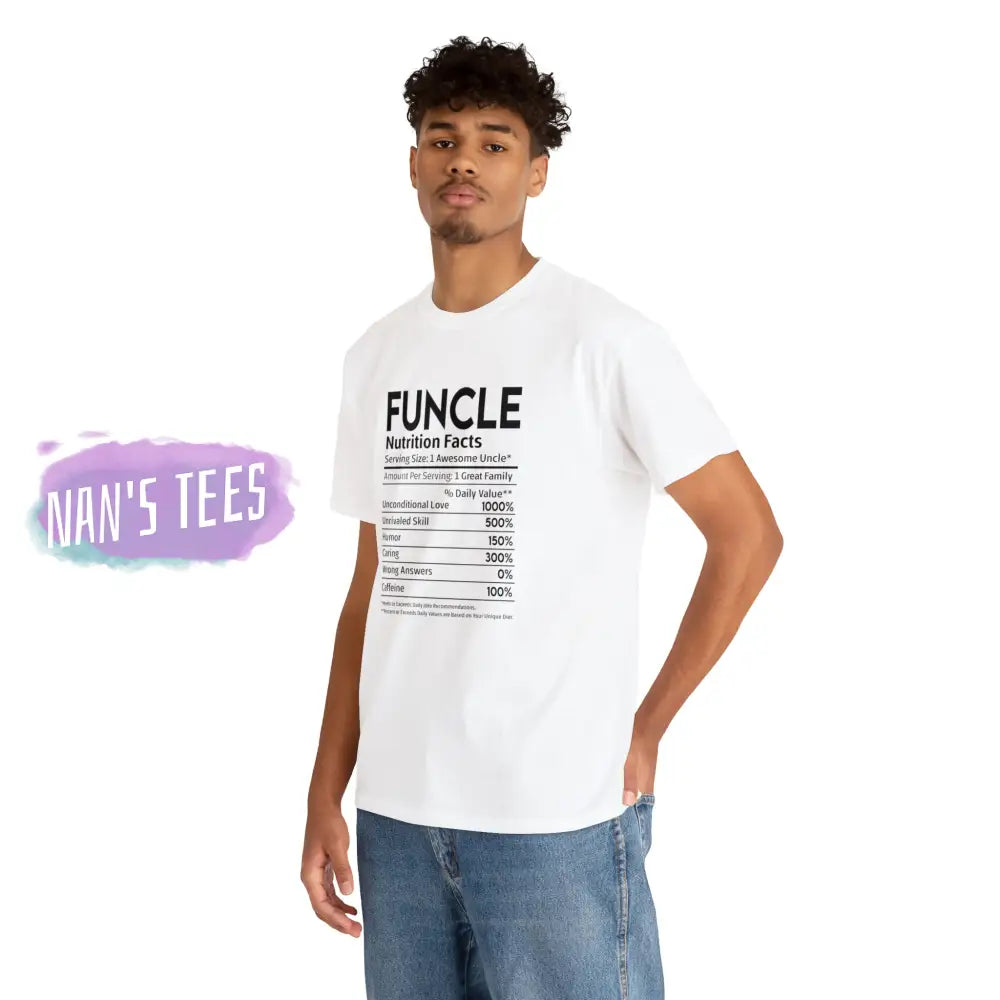 Funcle Nutrition Facts Short Sleeve Unisex Heavy Cotton Graphic Tee T-Shirt