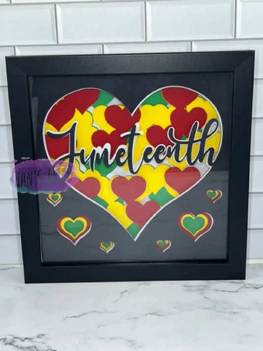 Juneteenth Framed 3D Layered Paper Cut Shadow Box Wall Art Black Frame