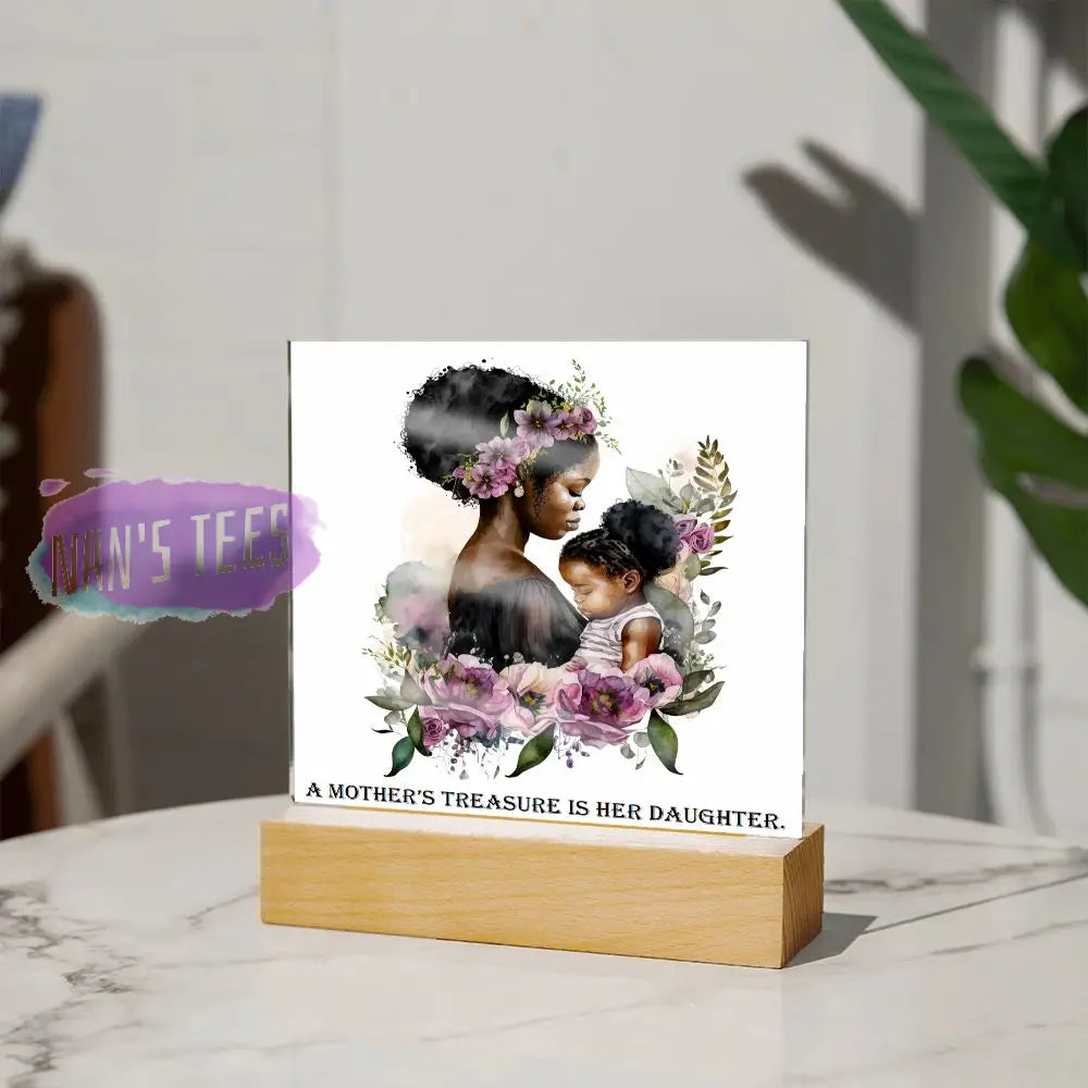 Mother And Daughter Acrylic Square Plaque | A Mothers Treasure Is Her Home Decor