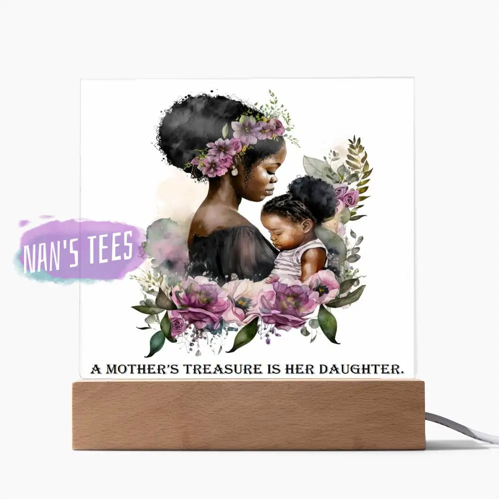 Mother And Daughter Acrylic Square Plaque | A Mothers Treasure Is Her Home Decor