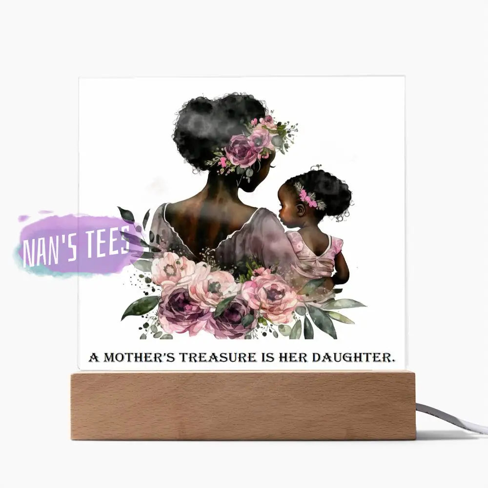 Mother And Daughter Acrylic Square Plaque | A Mothers Treasure Is Her Home Decor