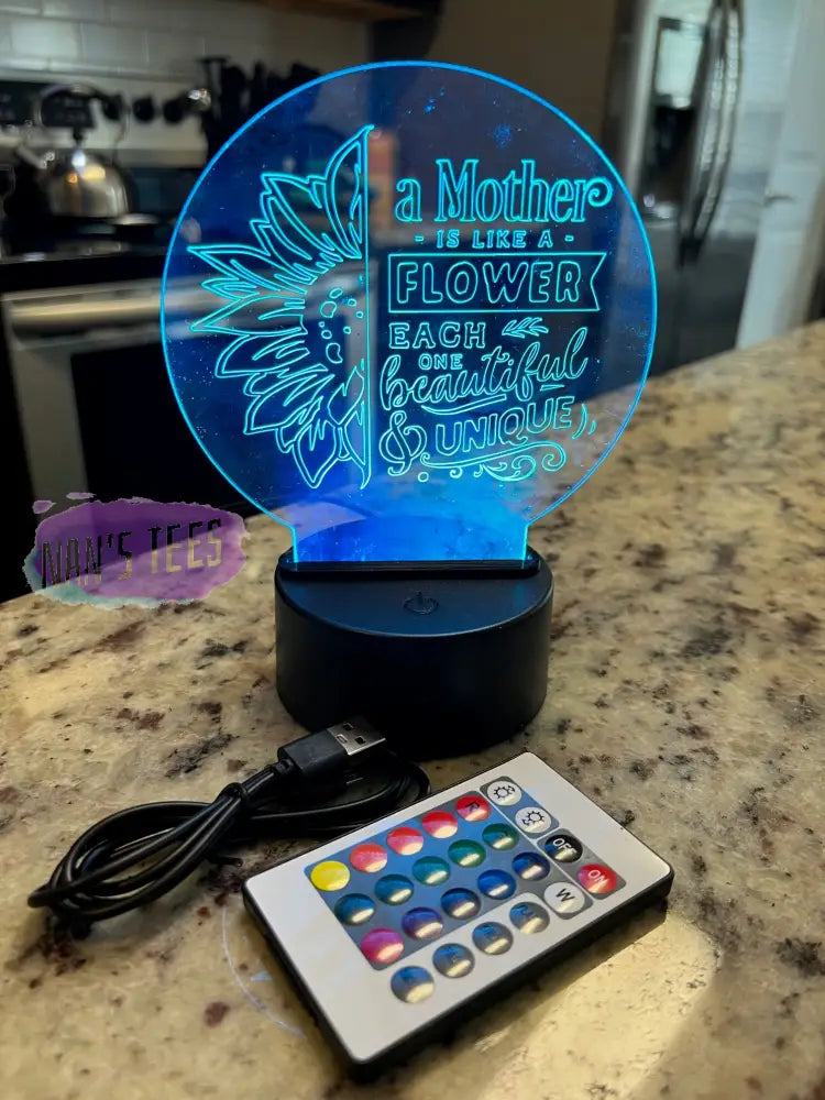 Mothers Day Engraved Clear Acrylic 3D Led Night Light With Base And Remote