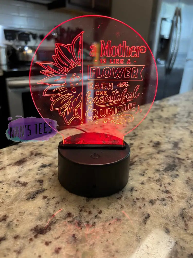 Mothers Day Engraved Clear Acrylic 3D Led Night Light With Base And Remote