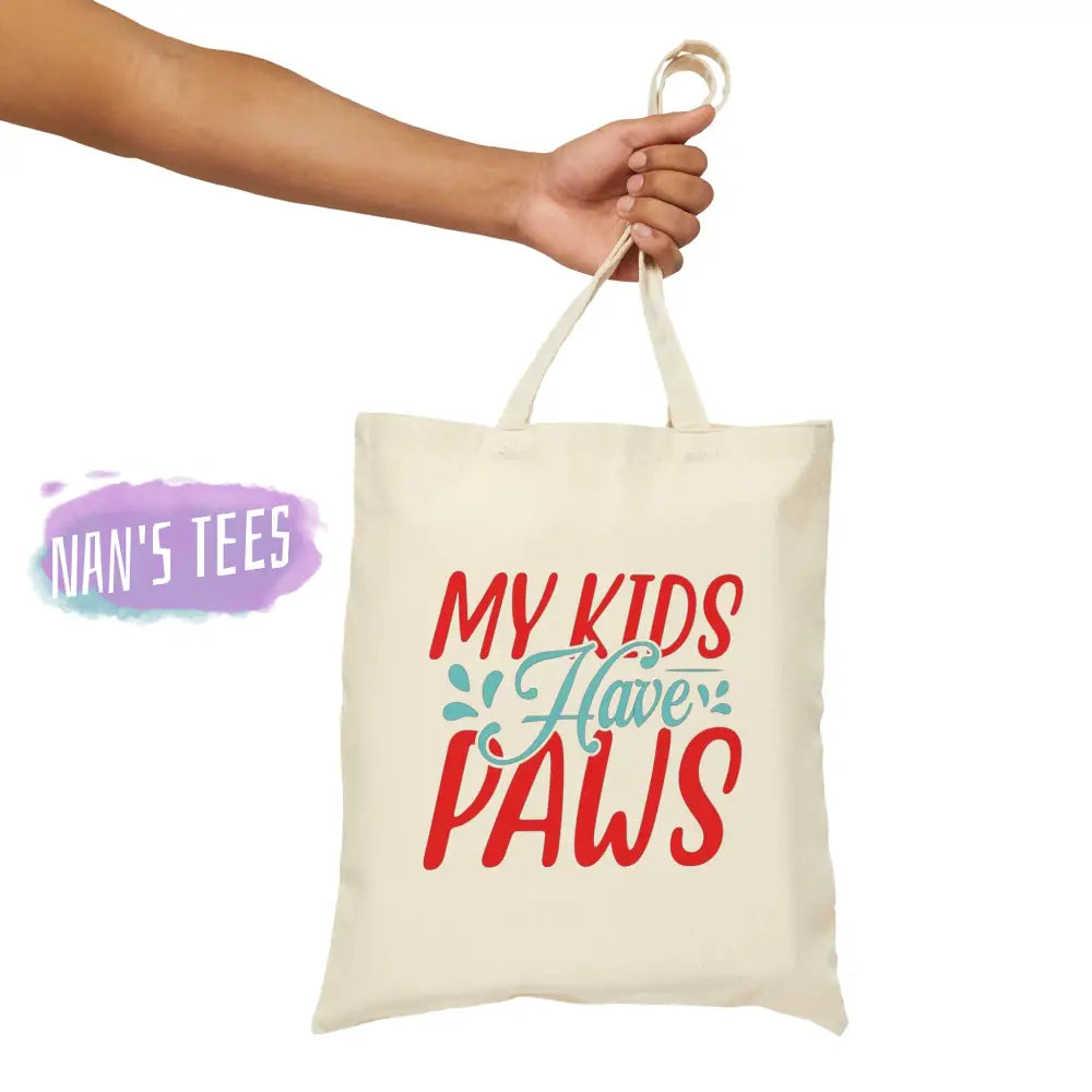 My Kids Have Paws | Reusable Cotton Canvas Tote Bag Natural / 13.5 X Bags