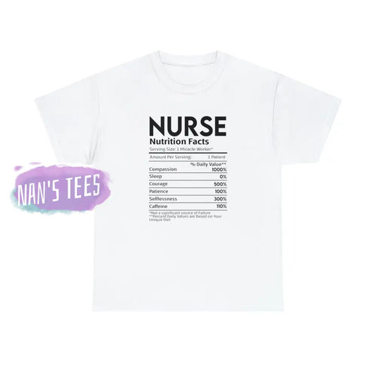 Nurse Nutrition Facts Short Sleeve Unisex Heavy Cotton Graphic Tee White / S T-Shirt