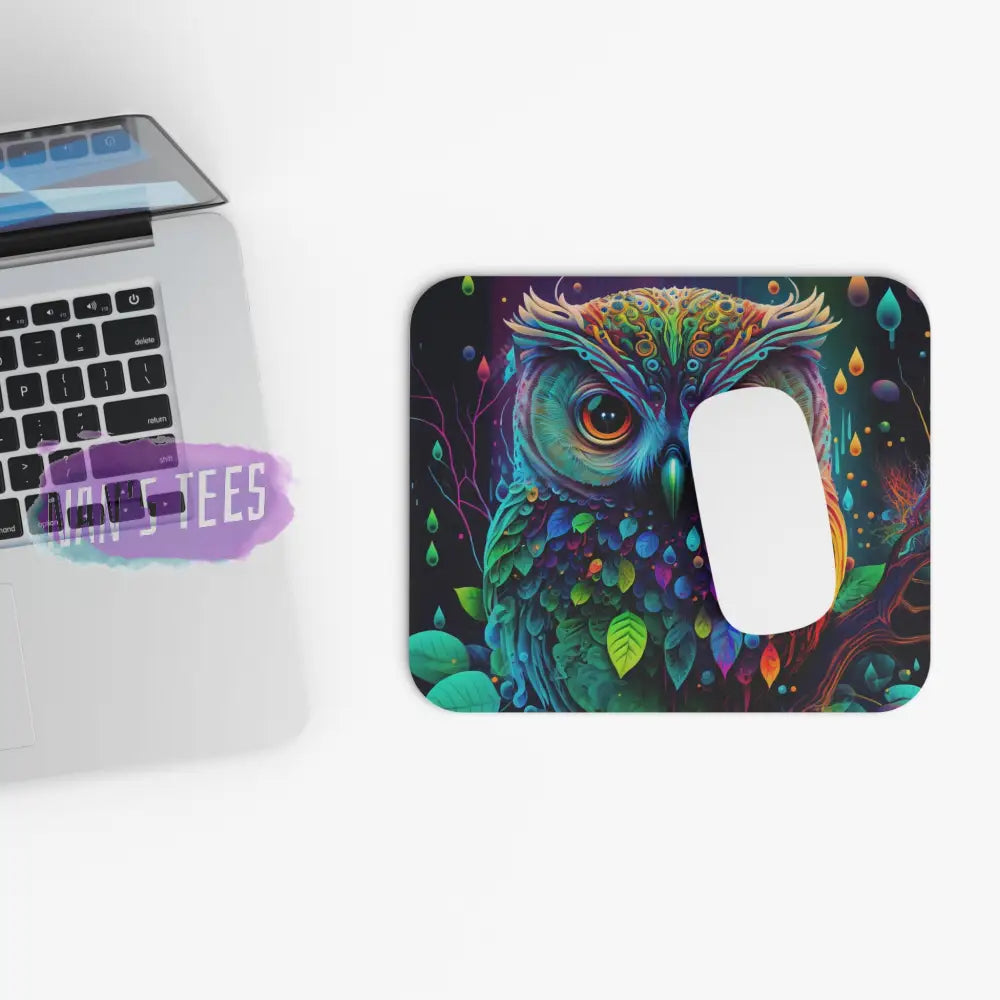 Owl Novelty Mouse Pad | Non-Slip Rubber Base Computers Laptop Office Home Decor