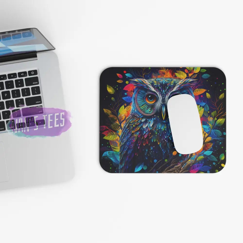 Owl Novelty Mouse Pad | Non-Slip Rubber Base Computers Laptop Office Home Decor