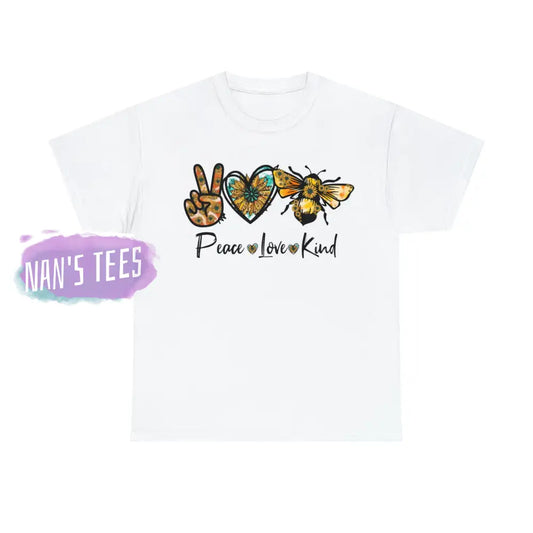 Peace Love Be Kind Short Sleeve Unisex Heavy Cotton Graphic Tee White / S T-Shirt