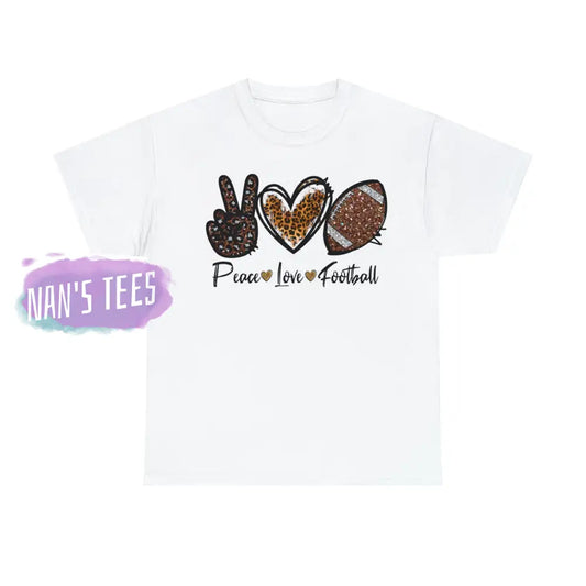 Peace Love Football Short Sleeve Unisex Heavy Cotton Graphic Tee White / S T-Shirt