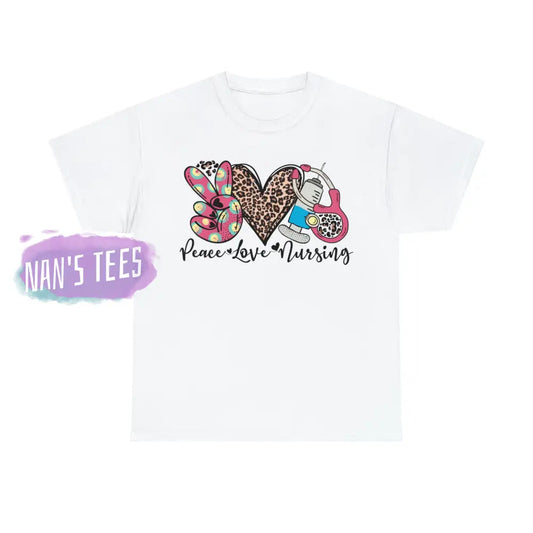 Peace Love Nursing Short Sleeve Unisex Heavy Cotton Graphic Tee White / S T-Shirt