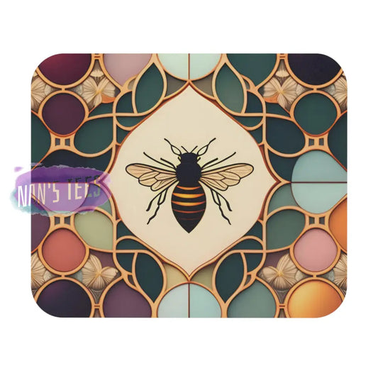 Stained Glass Bee Novelty Mouse Pad | Non-Slip Rubber Base Computers Laptop Office 9 × 8 / Rectangle