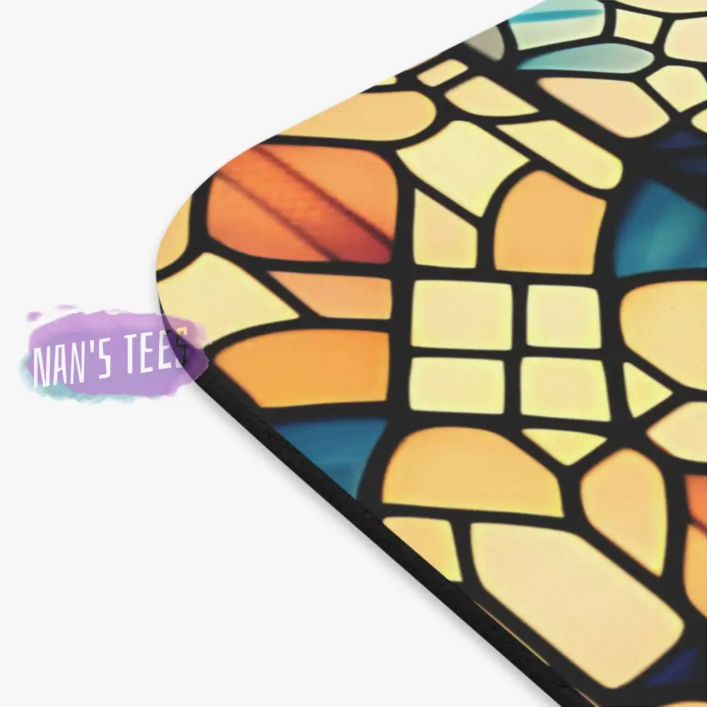 Stained Glass Bee Novelty Mouse Pad | Non-Slip Rubber Base Computers Laptop Office Home Decor