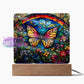 Stained Glass Butterfly Acrylic Square Plaque Home Decor