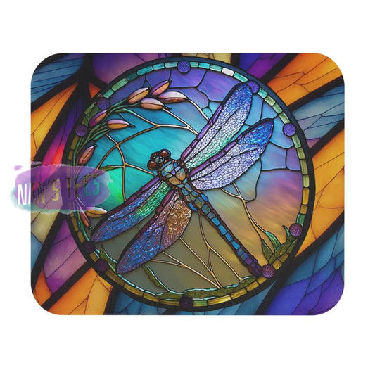 Stained Glass Dragonfly Novelty Mouse Pad | Non-Slip Rubber Base Computers Laptop Office 9 × 8 /