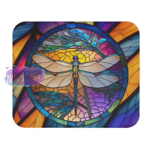 Stained Glass Dragonfly Novelty Mouse Pad | Non-Slip Rubber Base Computers Laptop Office 9 × 8 /