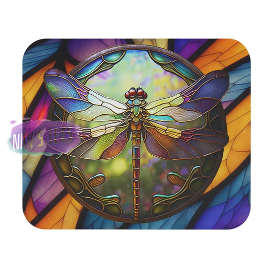 Stained Glass Dragonfly Novelty Mouse Pad | Non-Slip Rubber Base Computers Laptop Office 9 × 8 /