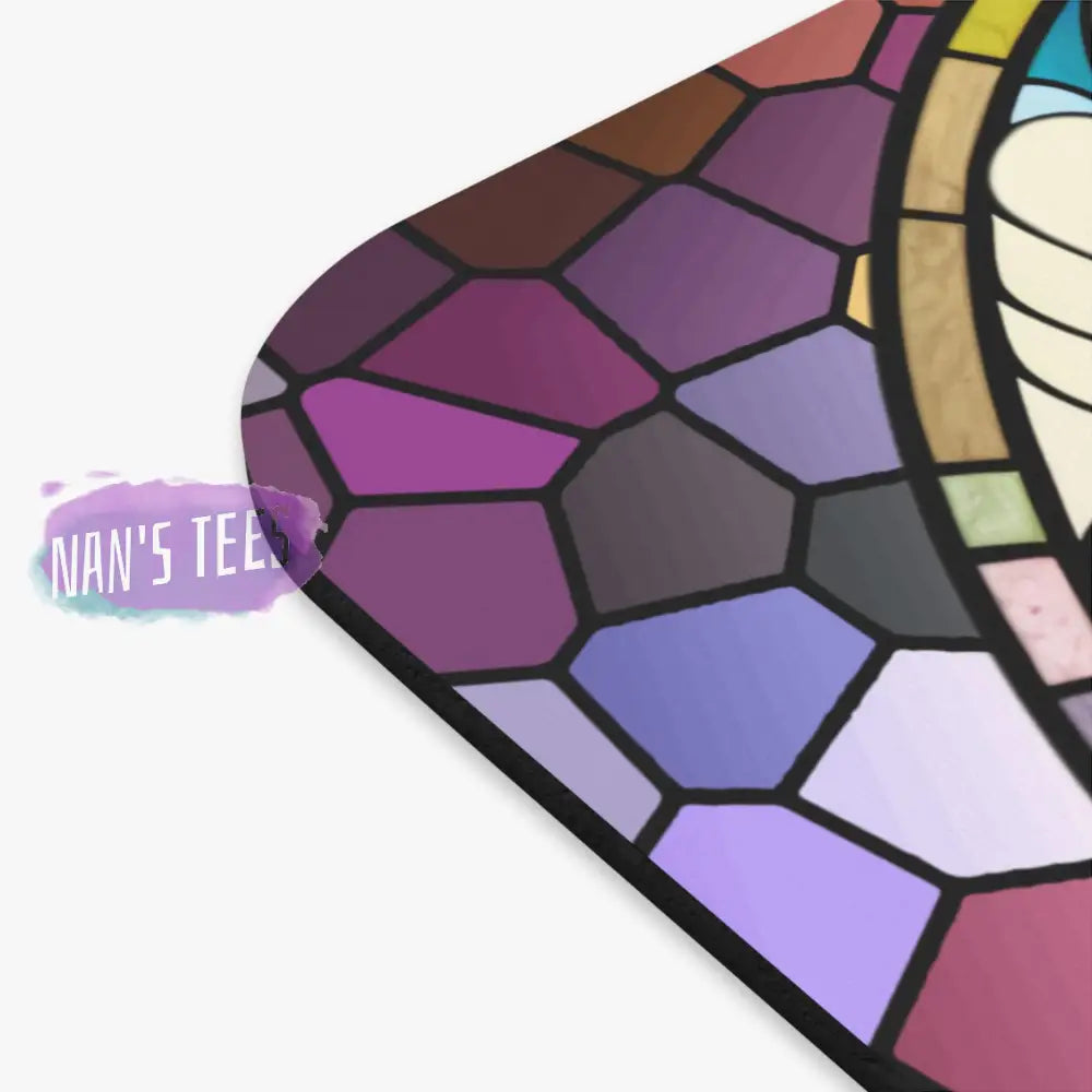 Stained Glass Flower Novelty Mouse Pad | Non-Slip Rubber Base Computers Laptop Office Home Decor