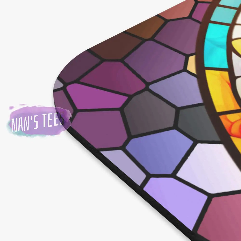 Stained Glass Flower Novelty Mouse Pad | Non-Slip Rubber Base Computers Laptop Office Home Decor