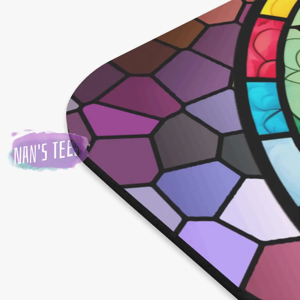 Stained Glass Flower Novelty Mouse Pad | Non-Slip Rubber Base Computers Laptop Office Home Decor