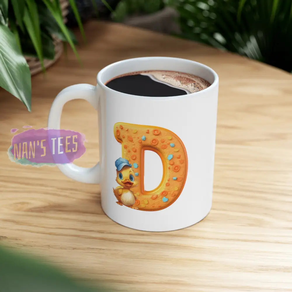 Super Cute Animal Alphabet Letter D | Ceramic Mug 11Oz