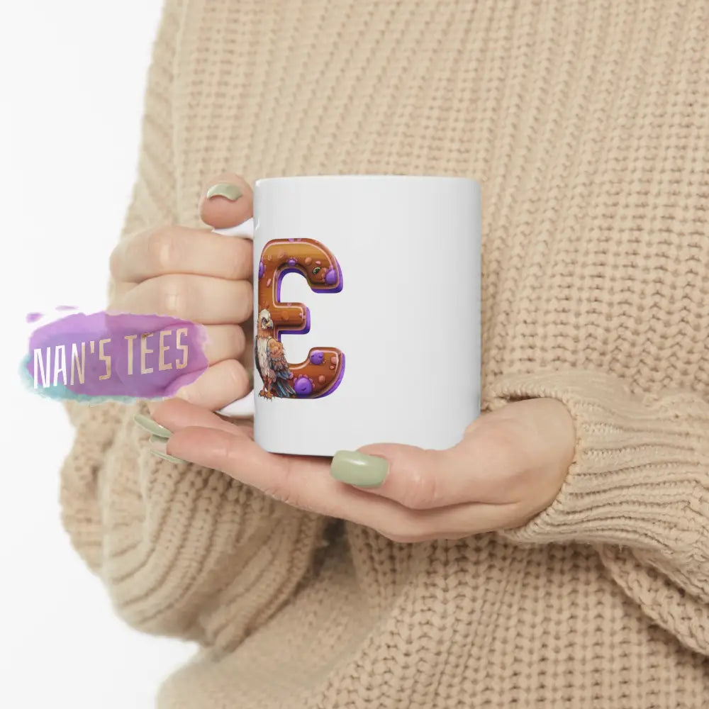 Super Cute Animal Alphabet Letter E | Ceramic Mug 11Oz