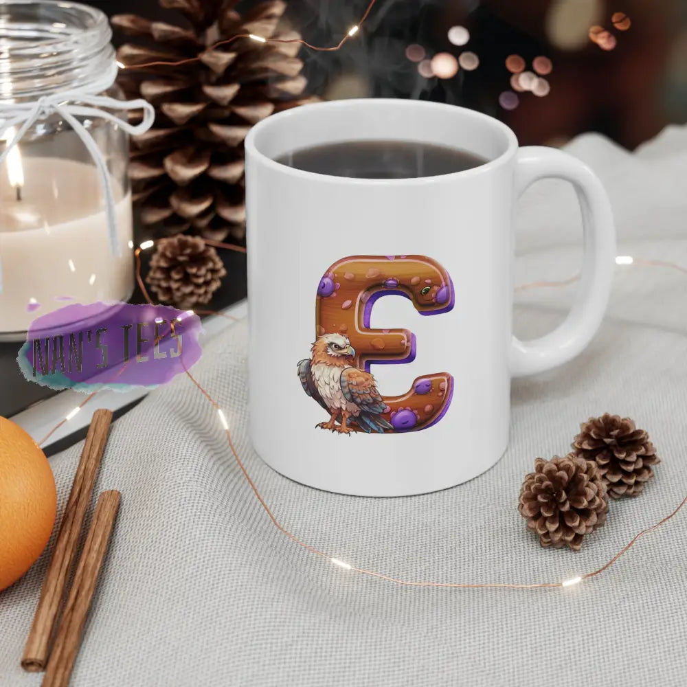 Super Cute Animal Alphabet Letter E | Ceramic Mug 11Oz