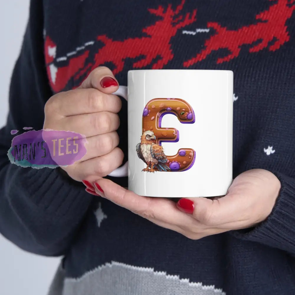 Super Cute Animal Alphabet Letter E | Ceramic Mug 11Oz