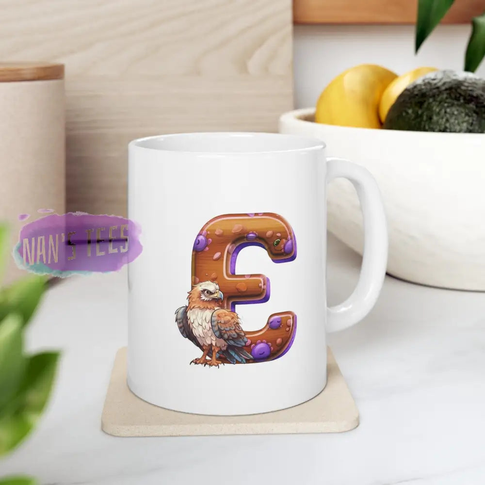 Super Cute Animal Alphabet Letter E | Ceramic Mug 11Oz