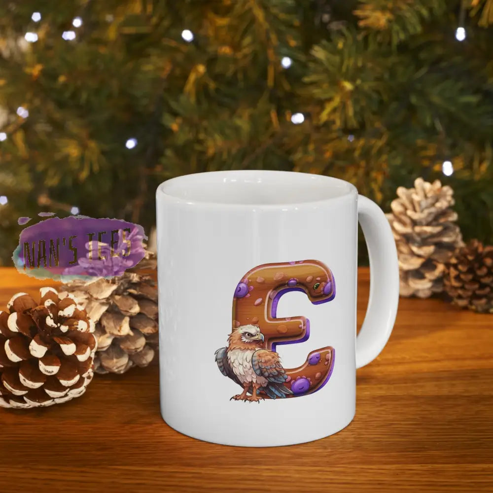 Super Cute Animal Alphabet Letter E | Ceramic Mug 11Oz