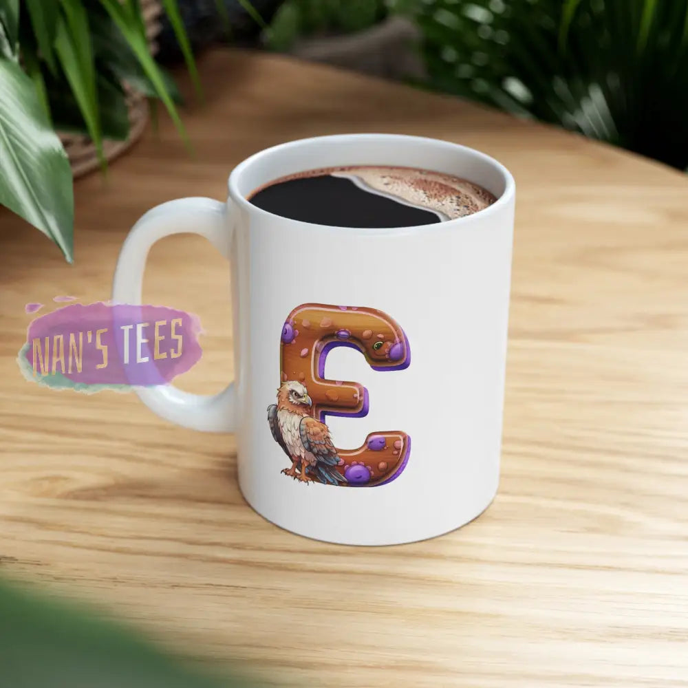 Super Cute Animal Alphabet Letter E | Ceramic Mug 11Oz