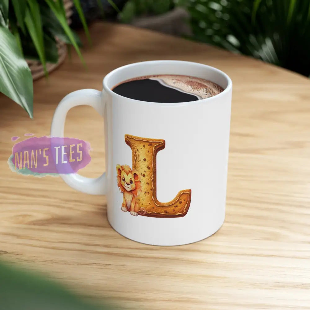 Super Cute Animal Alphabet Letter L | Ceramic Mug 11Oz