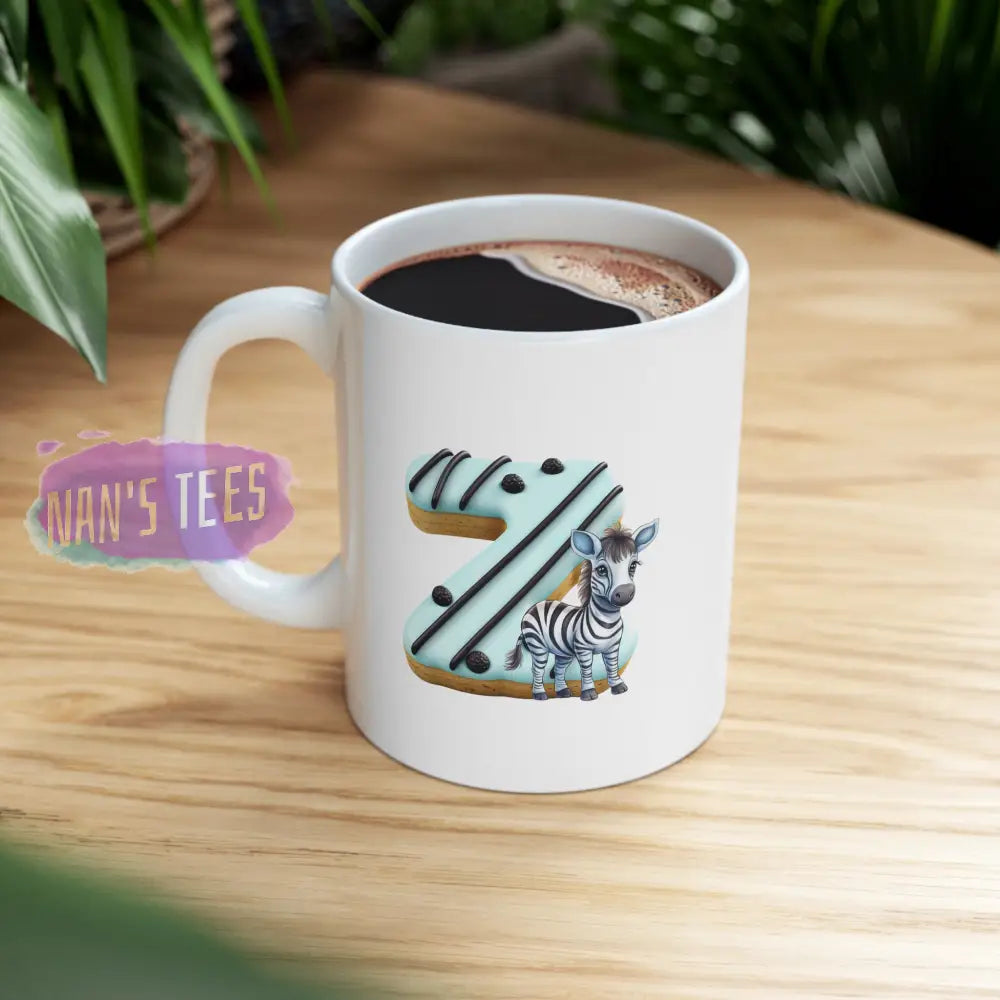 Super Cute Animal Alphabet Letter Z | Ceramic Mug 11Oz