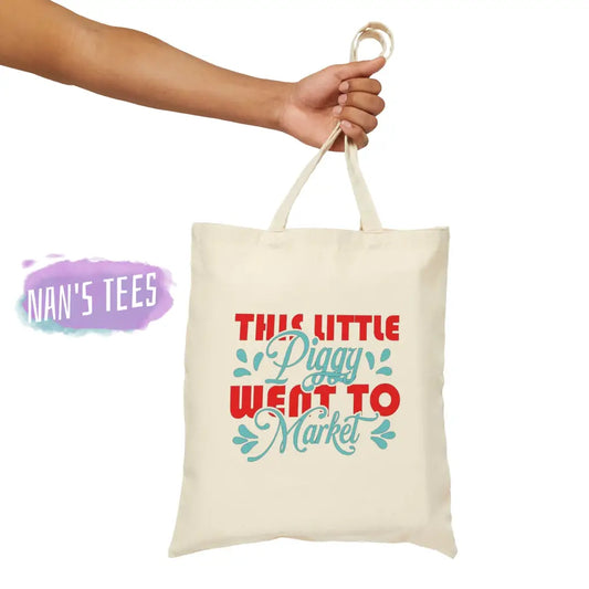 This Little Piggy Went To Market | Reusable Cotton Canvas Tote Bag Natural / 13.5 X Bags